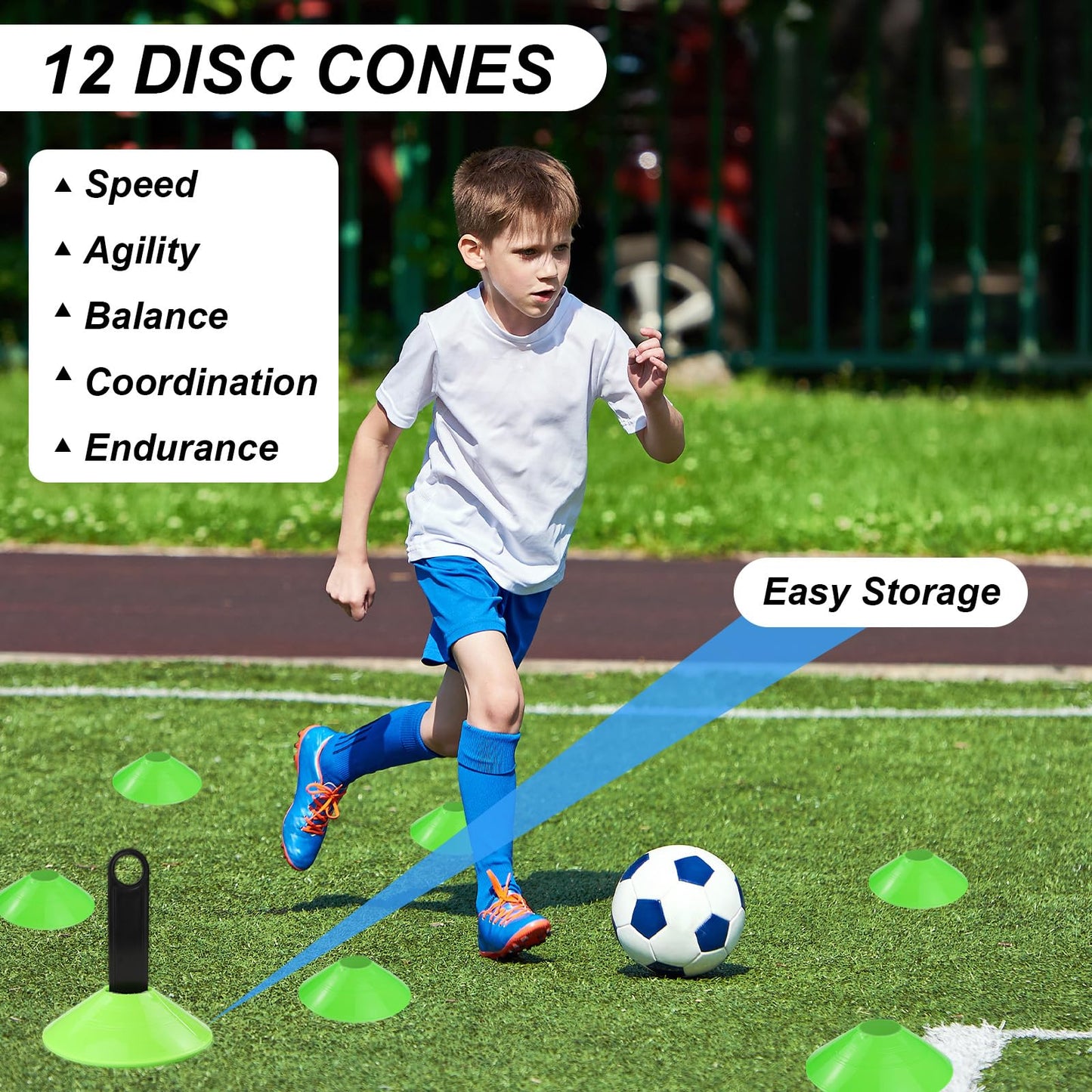 Speed Agility Training Equipment Set, Colorful Agility Ladder 20ft, 12 Football Cones, Resistance Running Parachute, Jump Rope, 5 Resistance Bands, Football Soccer Fitness Drills for Kids Adults