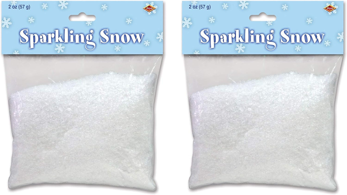 Beistle Sparkling Fake Snow - 4 Ounces of Artificial Winter Decoration for Crafts & Christmas Décor
