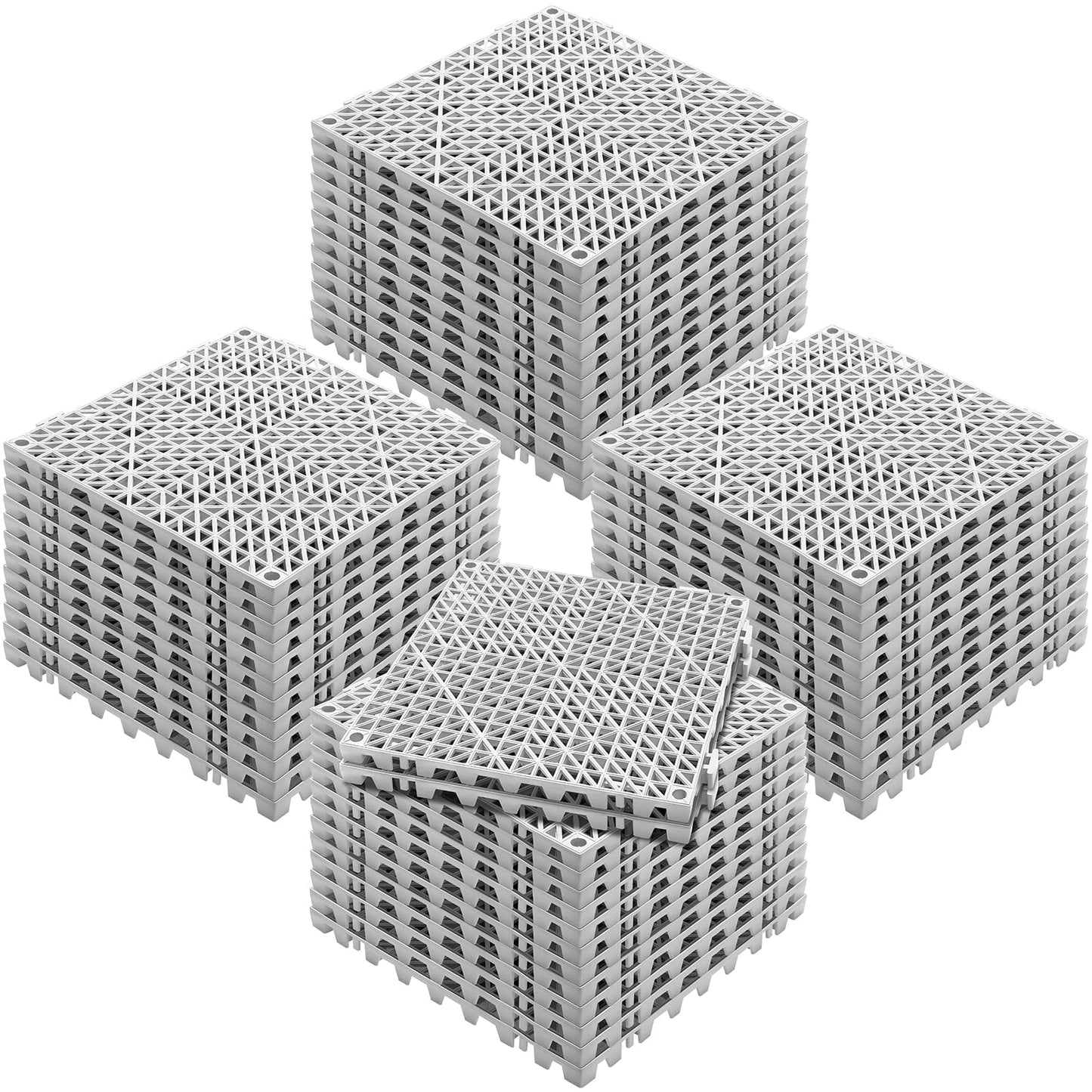 Happybuy Tiles Interlocking 50 PCS Gray, Drainage 12x12x0.6 Inches, Outdoor Floor Tiles, Outdoor Interlocking Tiles, Deck Flooring for Pool Shower Bathroom Patio Garage
