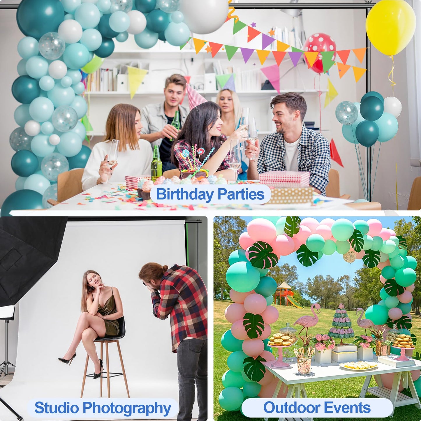EMART 12x10ft(WXH) Backdrop Stand Heavy Duty, Adjustable Backdrop Banner Holder Back Drop Stand for Party, Photography Background Support Equipment Kit for Photo Studio, Wedding, Birthday, Exhibitions