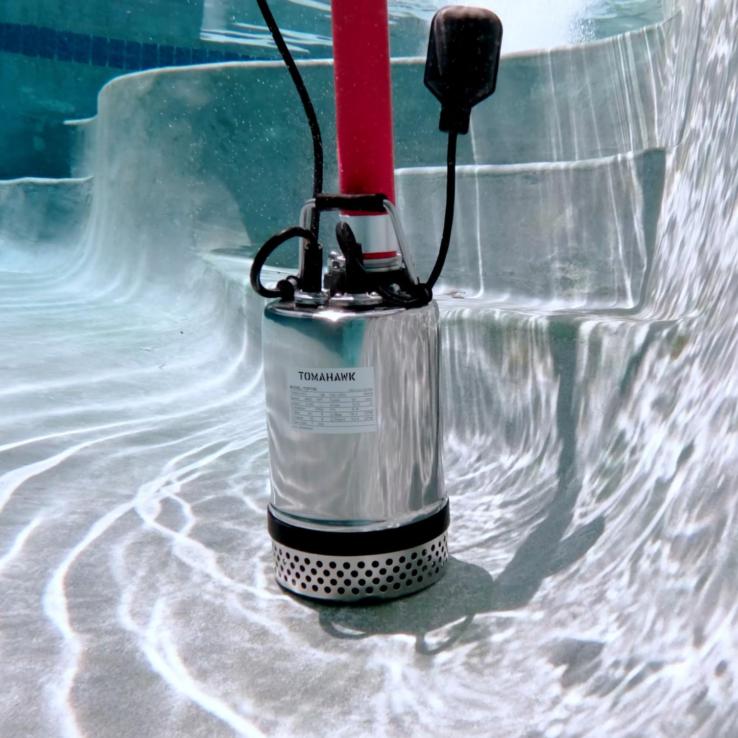 Tomahawk 1 HP Submersible Trash Pump 73 GPM / 4380 GPH 750W with Automatic Float Switch Top-Outlet Stainless Steel Dirty Water High Flow Dewatering Flooded Basement Pits Pools Construction Sites