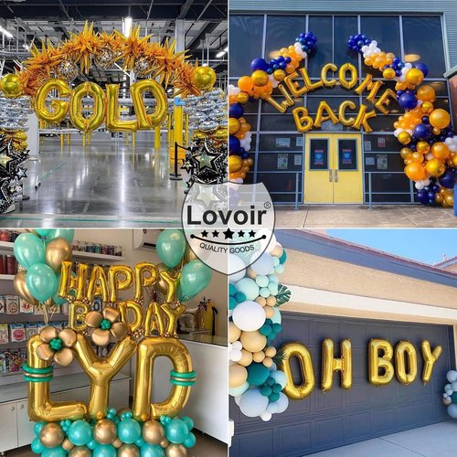 Lovoir 40 Inch Jumbo Gold Letter K Balloon - Mylar Foil Helium Party Decoration