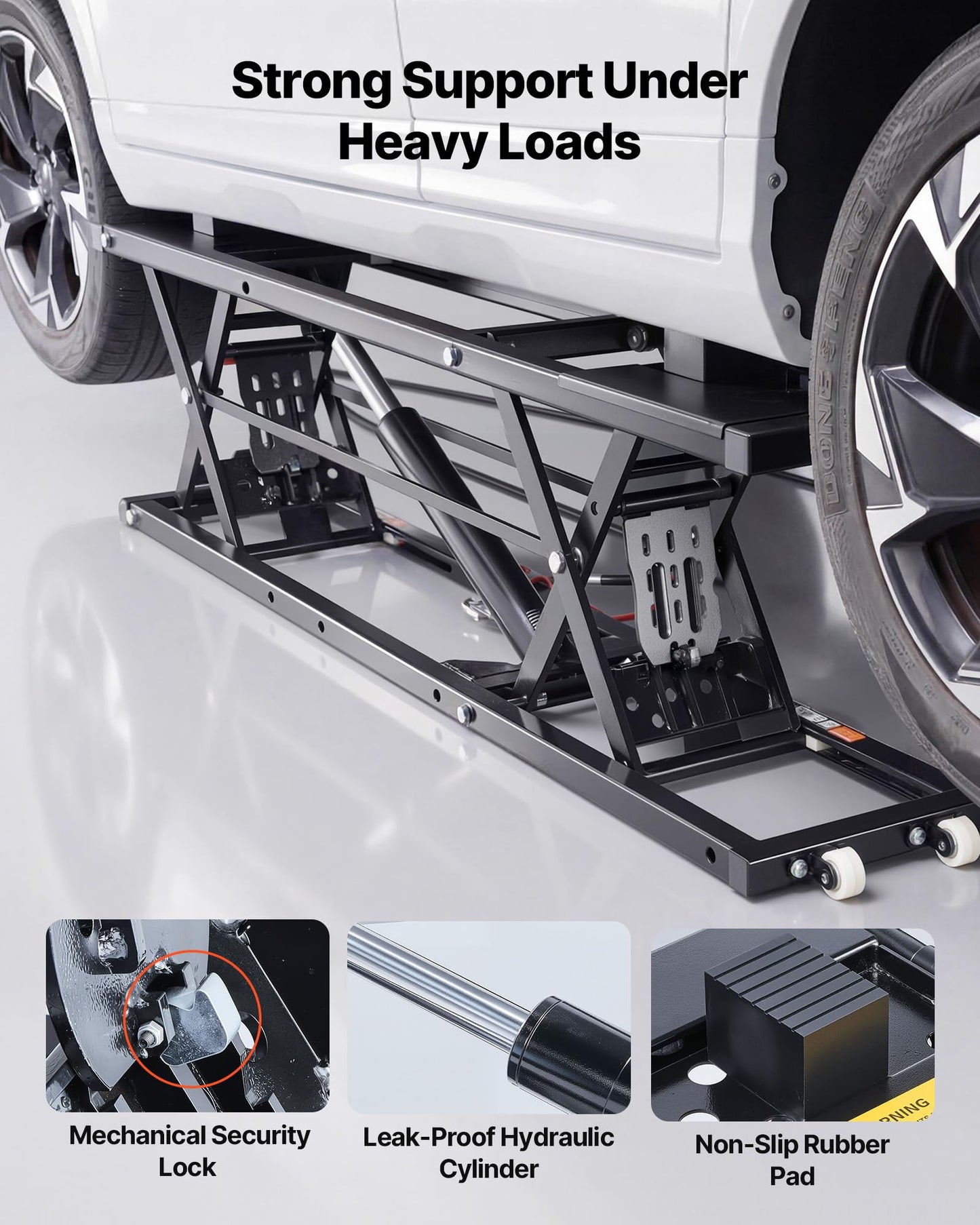 VEVOR Portable Car Lift, 5000 lbs Capacity, Heavy Duty Quick Lift with 25.6" Max Height, Pneumatic Pump, Wheels, 4 Rubber Pads & 4 Lifting Columns for Cars, Compact SUVs, Mini Trucks, Garage or Shop