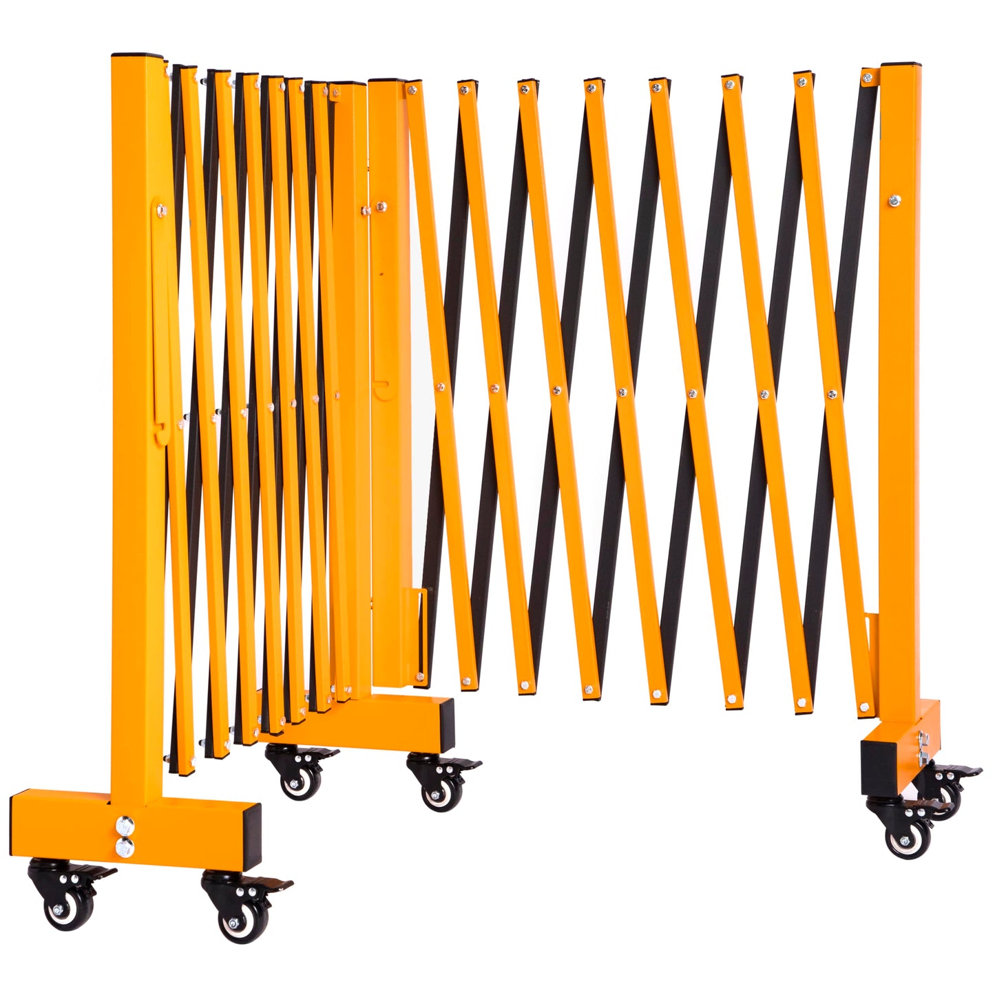 LTSEAME 16.5FT Expandable Barricade Gate, Expandable Metal Barricade Gate Alloy Fence and 270 Degrees Direction Adjustment with Wheels, for Industrial or Residential Use (Yellow, 16.5FT)