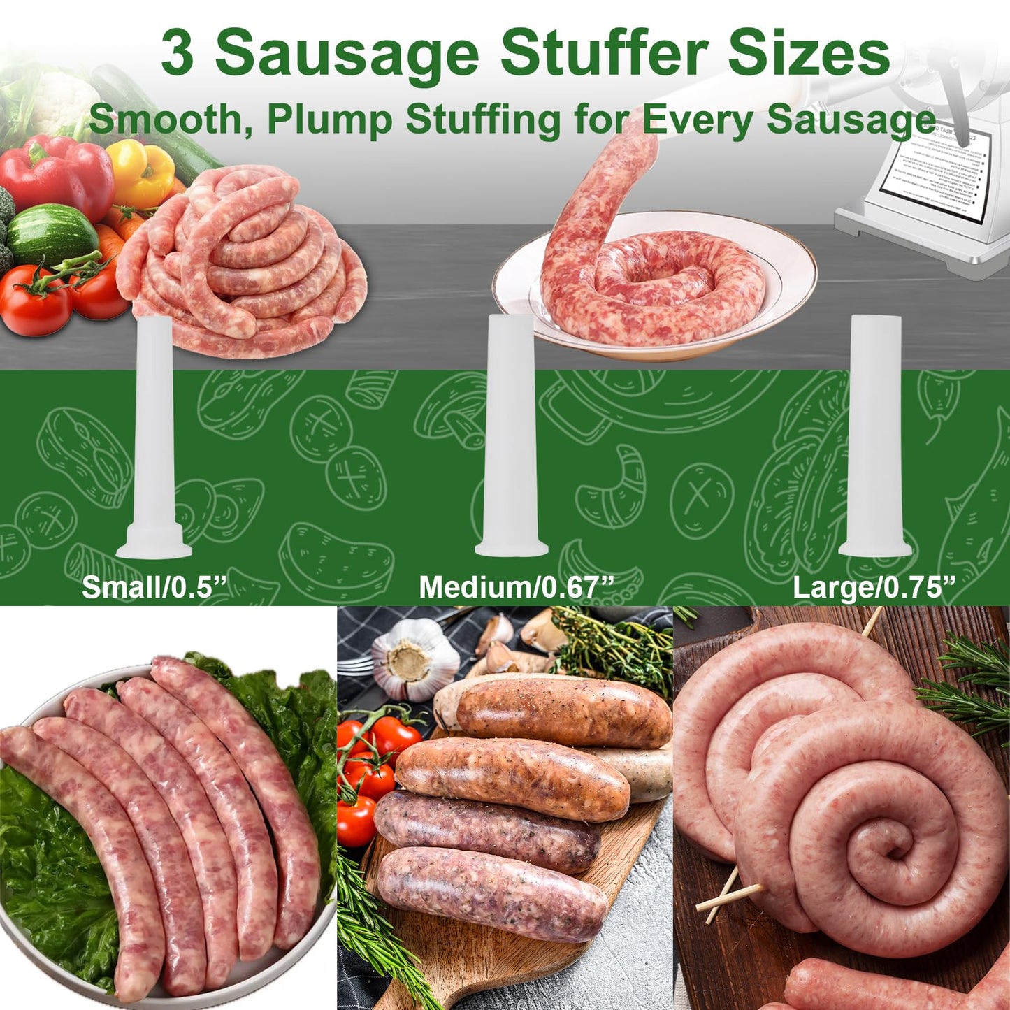 Commercial Meat Grinder Heavy Duty, 1.0HP Electric Meat Grinder #12C Stainless Steel Deer Meat Mincer for Home Use Deer with 2 Grinding Plates 3 Sausage Stuffer Tubes 2 Blades 1 Pusher