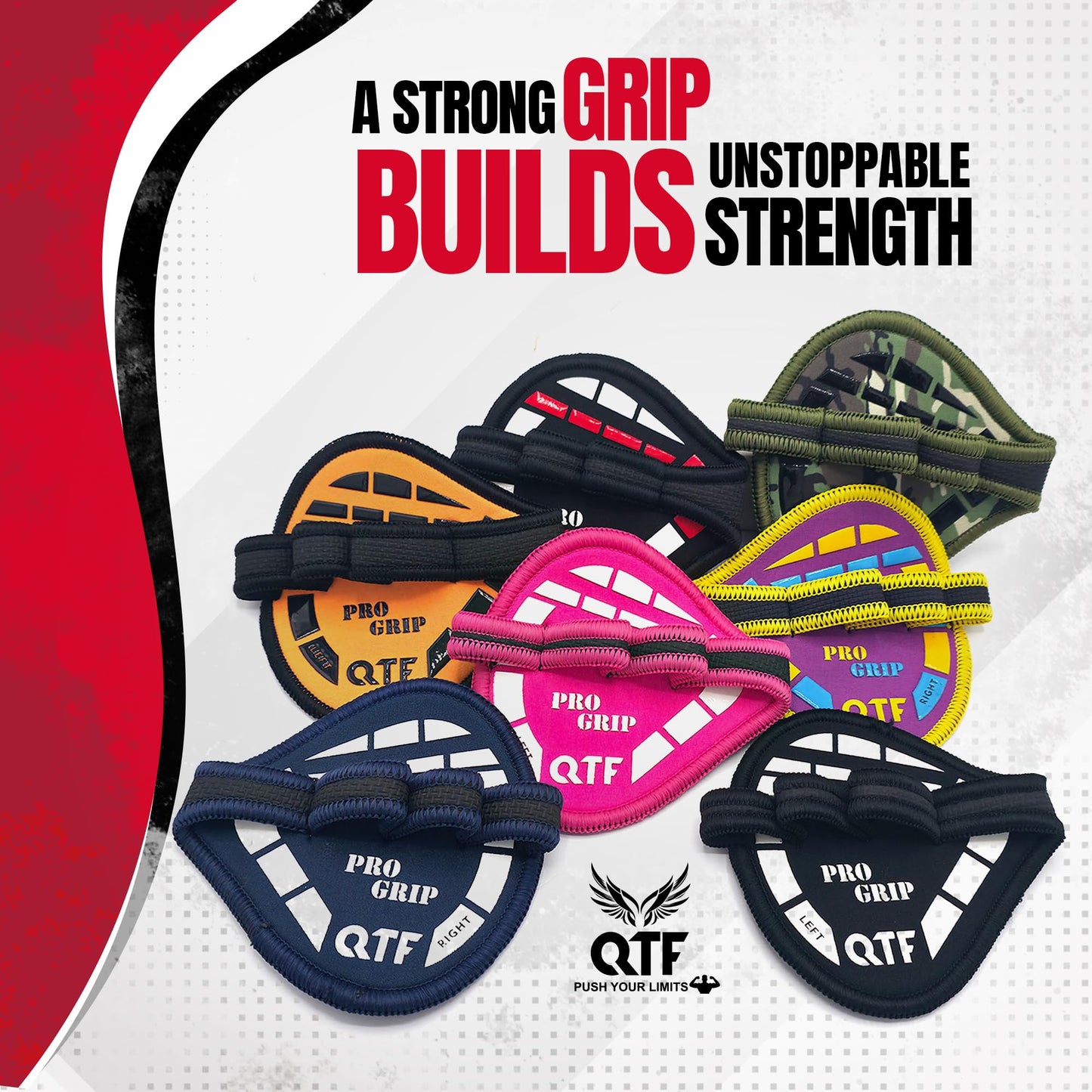 QTF Gym Grips Pads - Neoprene Gloves Gym Palm Protector Weight Lifting Grips Replacement of Workout Gloves Men and Women - Lifting Grips Pads for Weightlifting, Calisthenics & Pull Ups (Black)