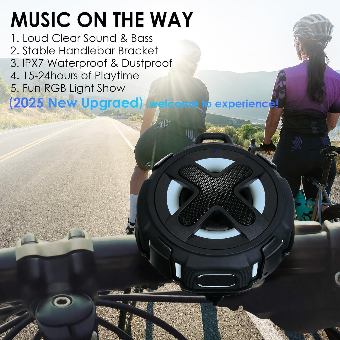 XLEADER V5.4, IPX7 Navigation,10W 15-24H Upgraded, Pro Bike Speaker, with Pro Handlebar Mount, Bluetooth Waterproof