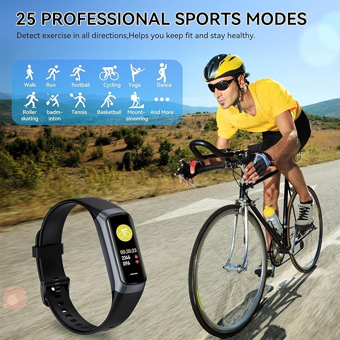 Fitness Tracker with 24/7 Heart Rate, Blood Oxygen Blood Pressure Sleep Monitor, Activity Trackers 5 ATM Waterproof,Step Calorie Counter Pedometer Health Smart Watch for Women Men (Dark)