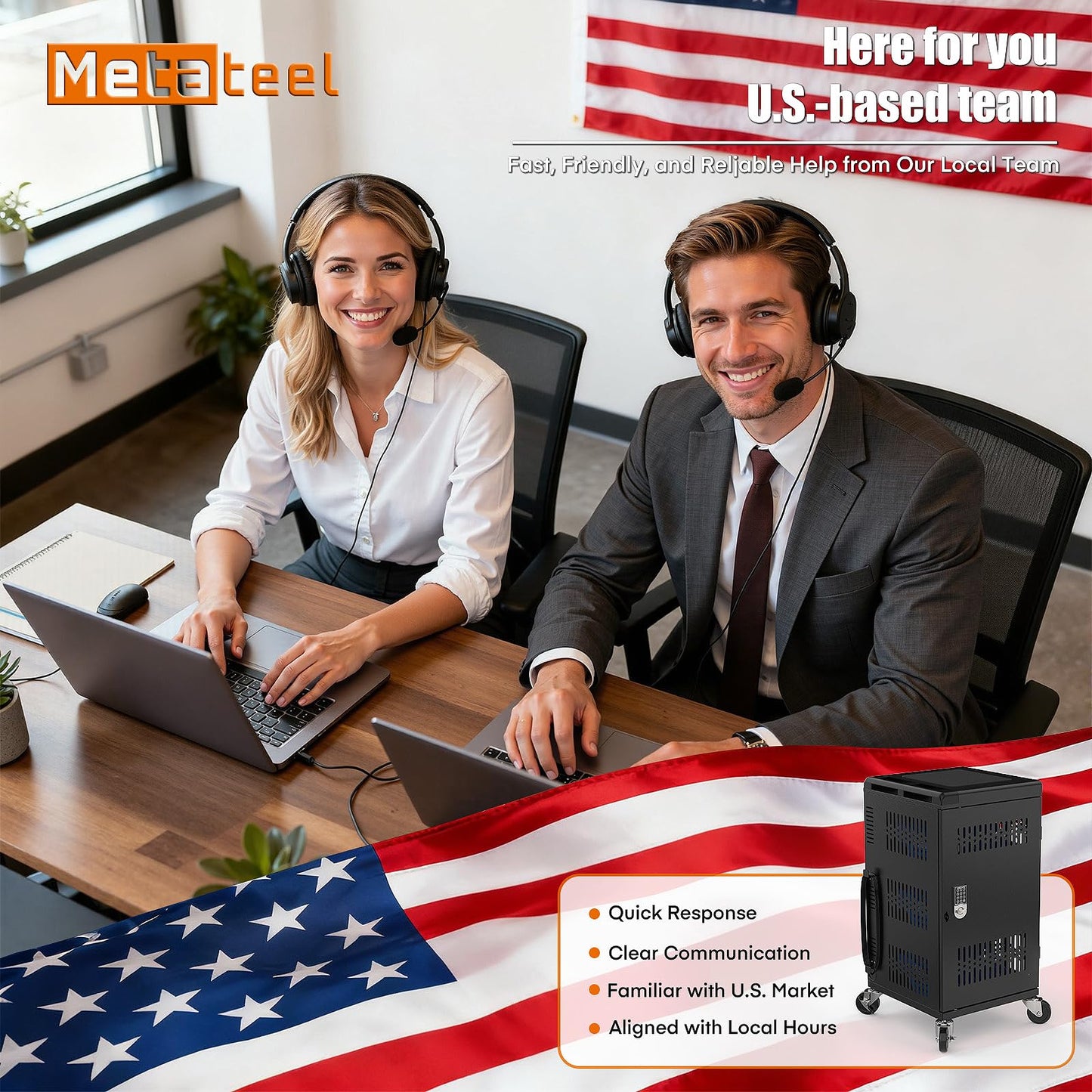 Metateel Fully Assembled 30 Device Charging Cart for iPad, Chromebook and Laptop Computer with Keypad Lock,Up to 14-in Screen Size,Surge Protection,Front & Back Access Locking Cabinet