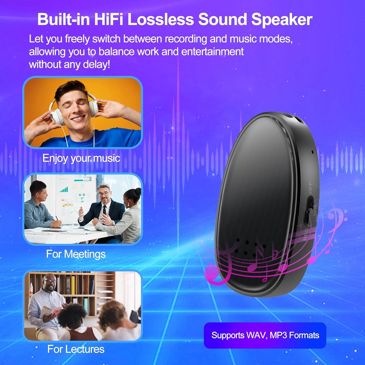 MDalong 128GB (9860 3072kbps MP3 Hours) Digital Voice Recorder- Recording Device with DSP Noise Reduction, Playback