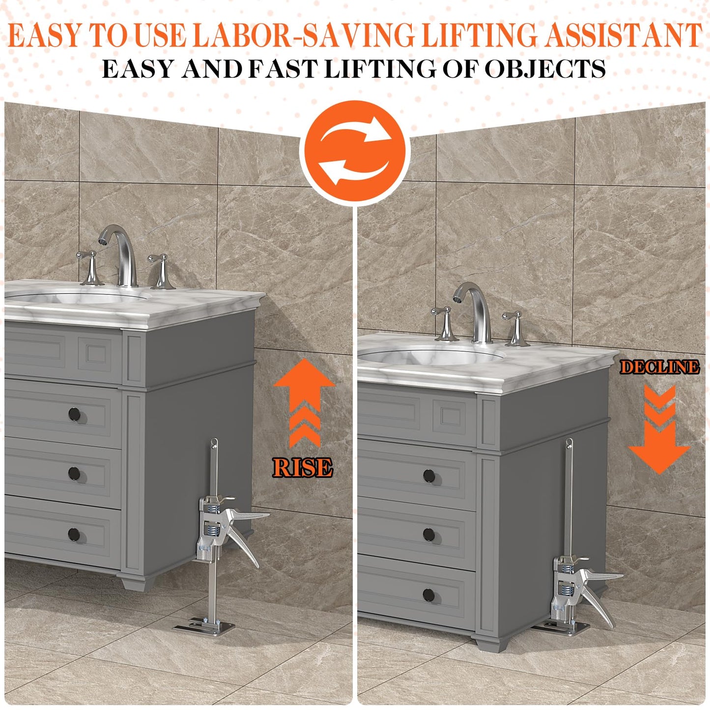 YIEMIZDK Labor-Saving Arm Jack Two-Piece Set for Wall Tile Positioning, Doors, Windows, Cabinets, Installation, Furniture Lift, Drywall Lift, Lift Tools (Silvery, 15.7)