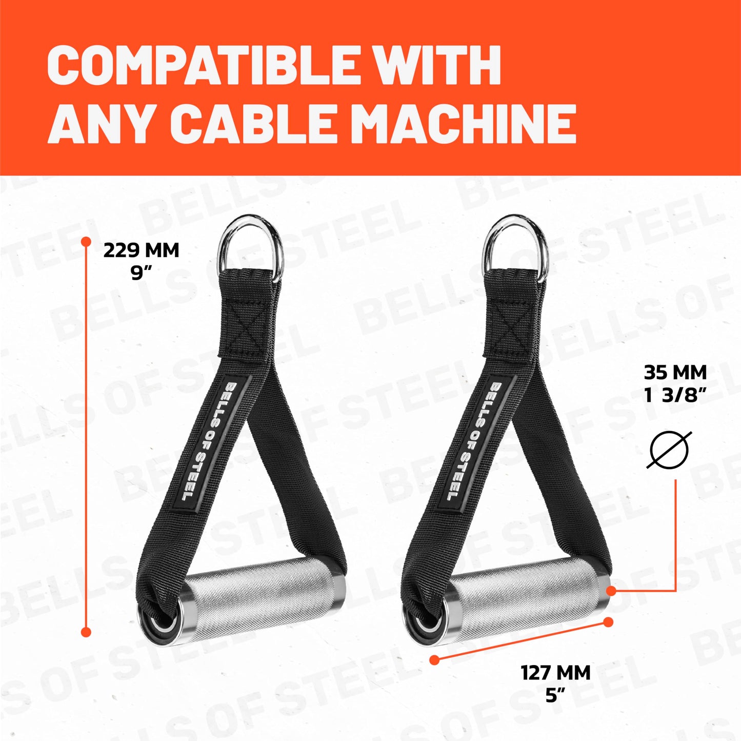 Bells of Steel Aluminum Exercise Handles for Cable Machine Attachment Premium Gym Handles for Functional Trainers, Smooth-Bearing Rotation, Light Knurling Grip, Rust-Resistant, Sold in Pairs