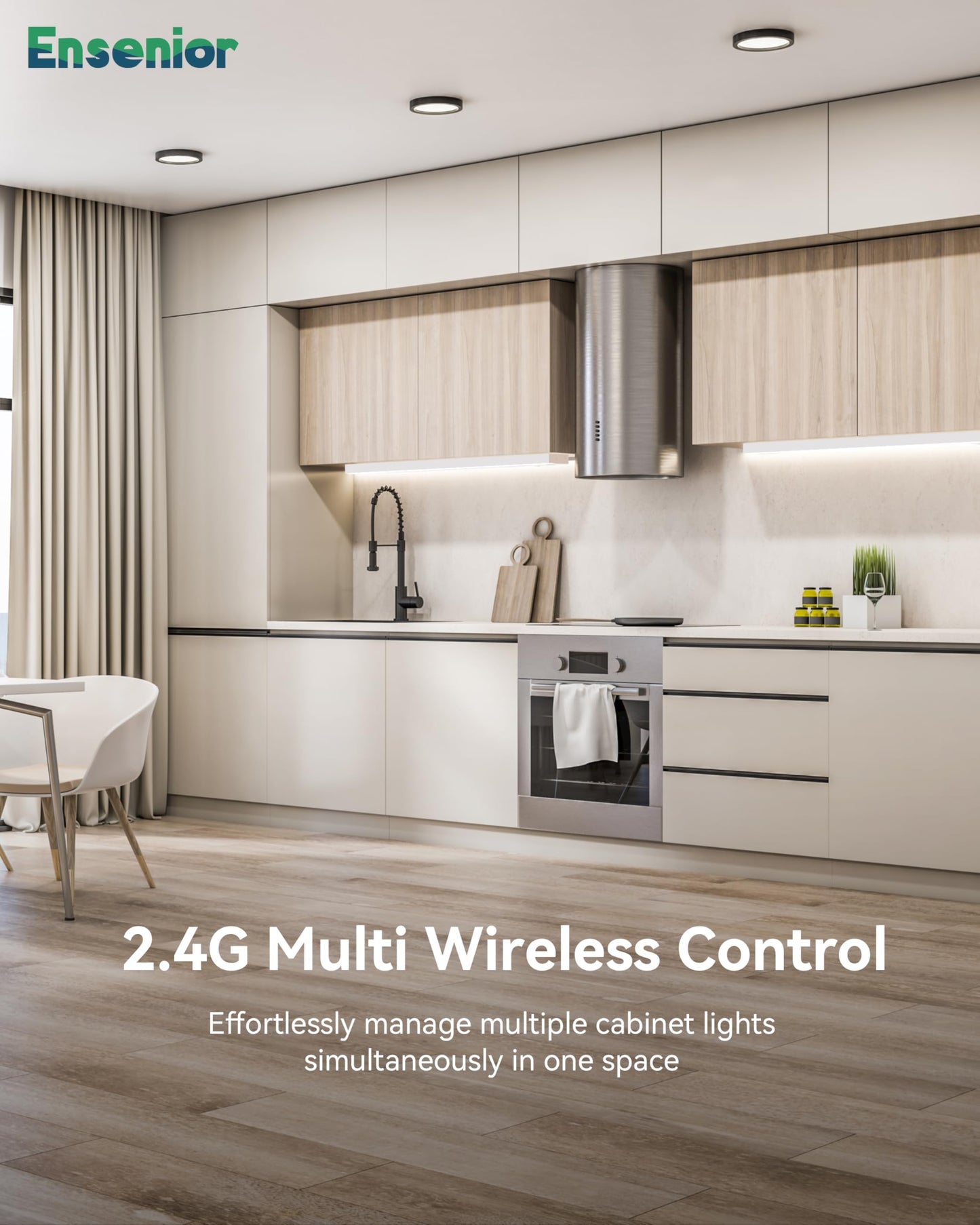 Ensenior 12 Inch LED Under Cabinet Lighting, Dimmable, 2.4G Wireless Control, Aluminum, 2 Pack, Model 769044665605