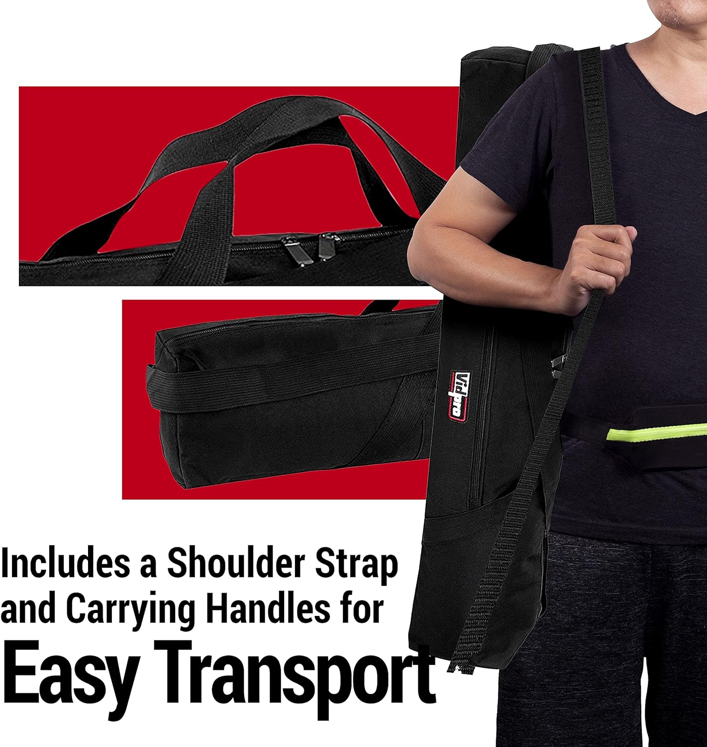 TC-45 45 Inches VidPro Tripod Carrying Case - Heavy Duty Nylon Bag with Shoulder Straps and Handles - Compact Case