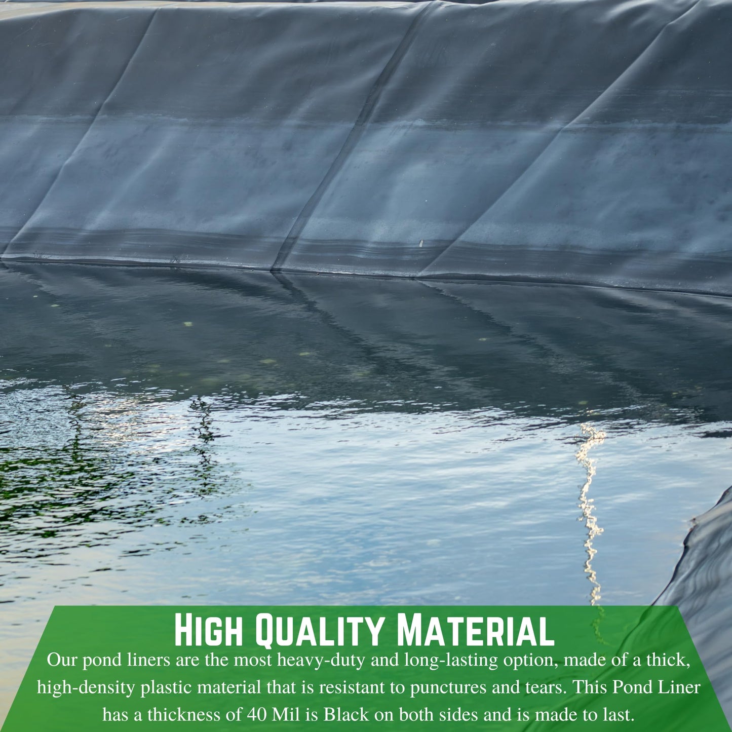 Farm Plastic Supply - 40 Mil Black Pond Liner - Pond Liner, Water Containment Liner, Containment Liner, 40 Mil Fish Pond LLDPE for Outdoor Ponds (12.5' x 10')