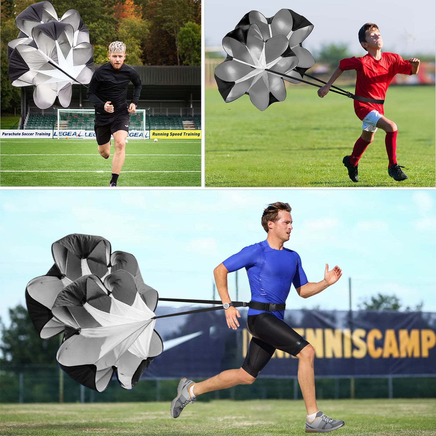 KUYOU Running Speed Training Speed Chute Resistance Parachute for Speed and Acceleration Training Fitness Explosive Power Training 56-Inch