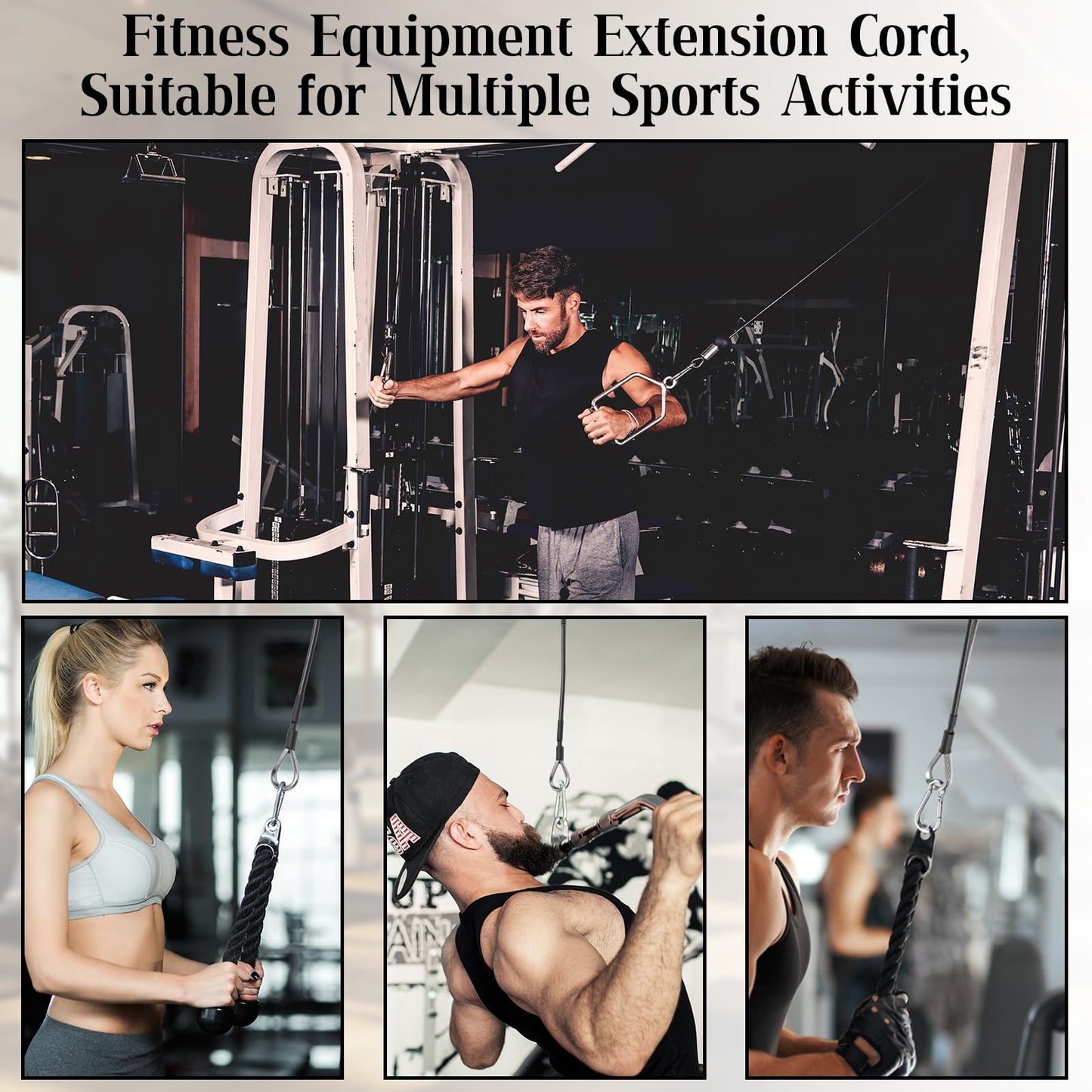 Gtziqa 10" Gym Cable Extension, 2 Pcs Replacement Cable Machine Accessories Compatible with Home Gym Accessories Fitness Extension Rope Attachment for LAT/Tricep Pull Down, Leg Extensions Machine