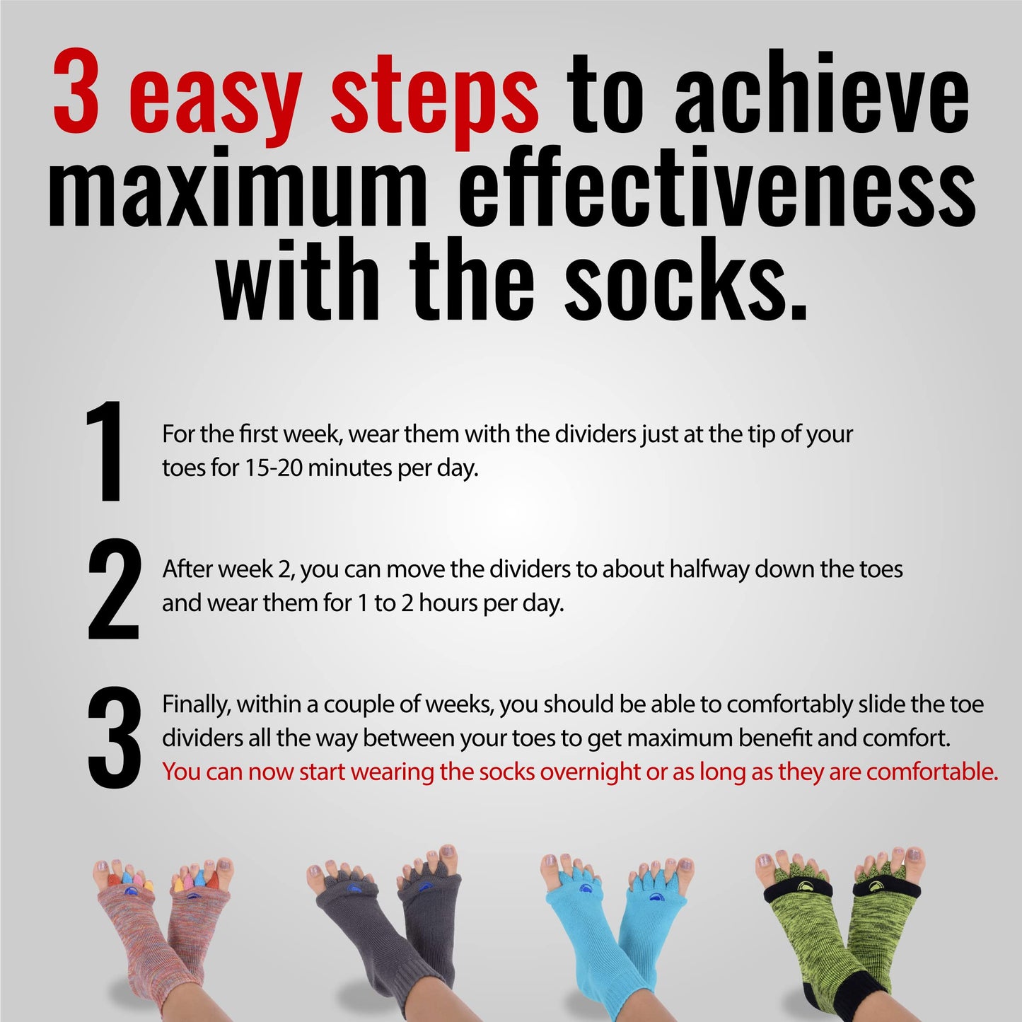 My Happy Feet Foot Alignment Socks with Toe Separators for Men or Women | Orange and Blue