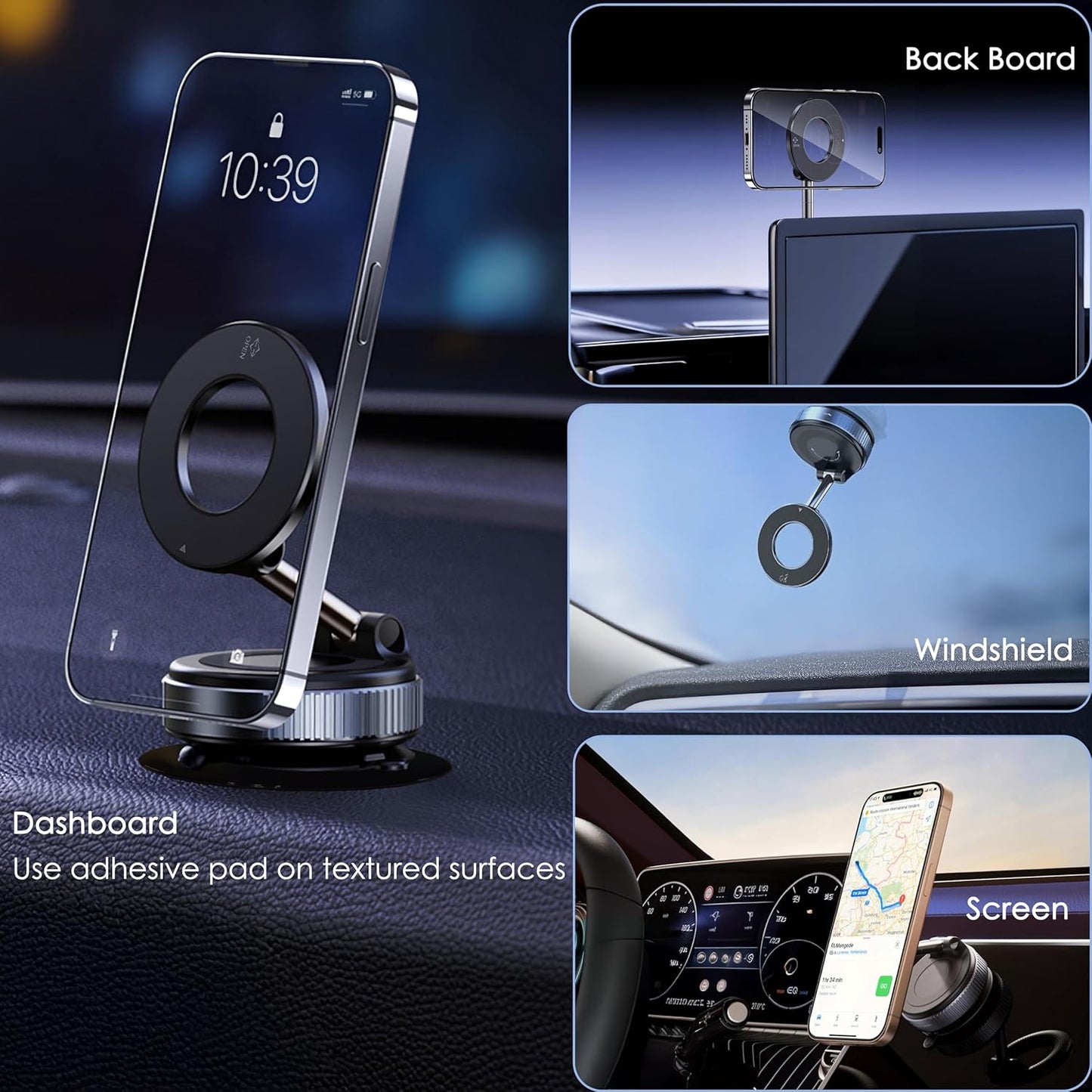 BLISSJU Vacuum Magnetic Car Phone Holder Foldable Mount with Ultra Suction Cup for Magnetic Phone Cases Cell Phone