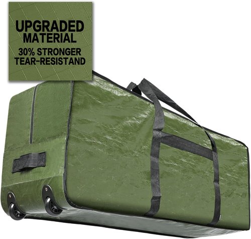 HOMEST Christmas Tree Storage Bag - Fits 4.5-7 Ft Artificial Trees | Zippered, Reinforced Handles & Wheels, Green