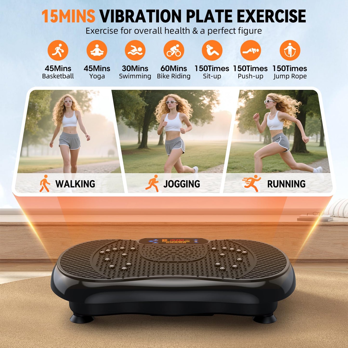PBYRD Vibration Plate Exercise Machine 2025 Upgraded Vibrating Plate for Lymphatic Drainage Weight Loss 330Lbs, 999 Adjustable Speeds, Full-Body Shaker Vibration Platform for Women Men, Sport Home Gym