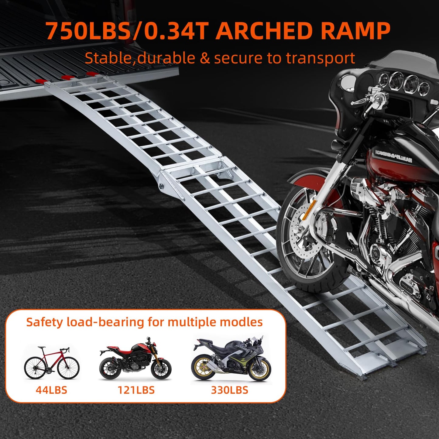 Loezora Heavy Duty 1500lbs Folding Motorcycle Ramp for Pickup Trucks & Trailers, 89"x13" Loading Ramp with Secure Load Straps, Compatible with Dirt Bike, UTV, ATV, Lawn Mower, Snowblower (2-Packs)