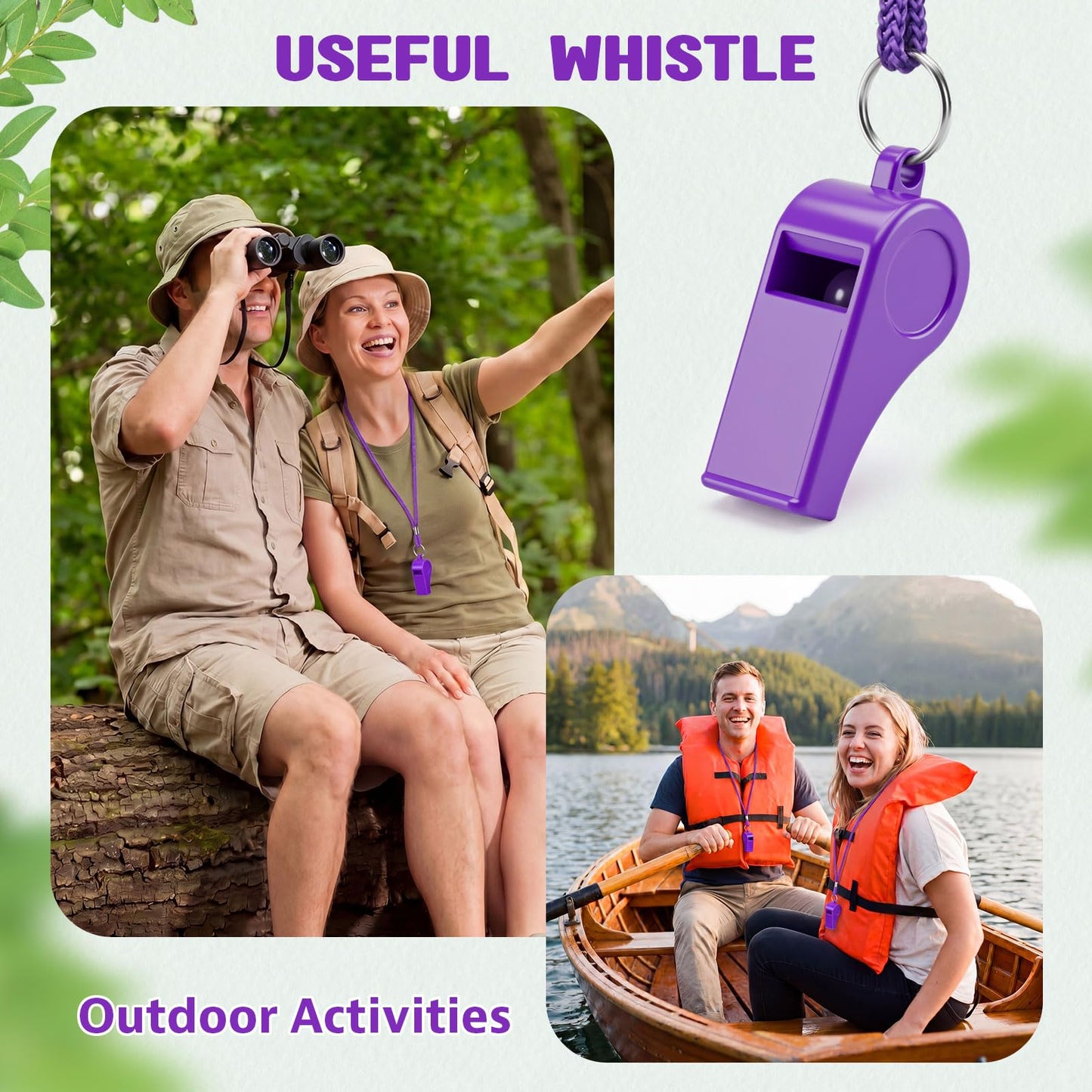 Honoson Whistle for Adults Plastic Safety Emergency Whistle Survival Loud for Lifeguard Coaches Hiking Outdoor Camping Accessories (Purple,100 Pcs)
