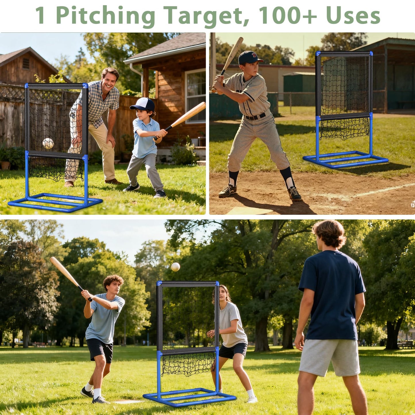 Olpchee Strike Zone Target for Plastic Balls Portable Pitching Training Strike Zone Target Set Up and Assemble Easily(Blue)