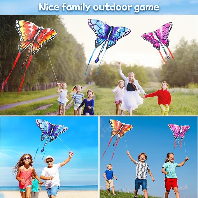 Easy to Fly Kites for Kids Ages 4-8 8-12 & Adults, Beach Flying Toys Butterfly Kite with Handle and Kites String, Great for Outdoor Activities & Family Trip Easter Gifts