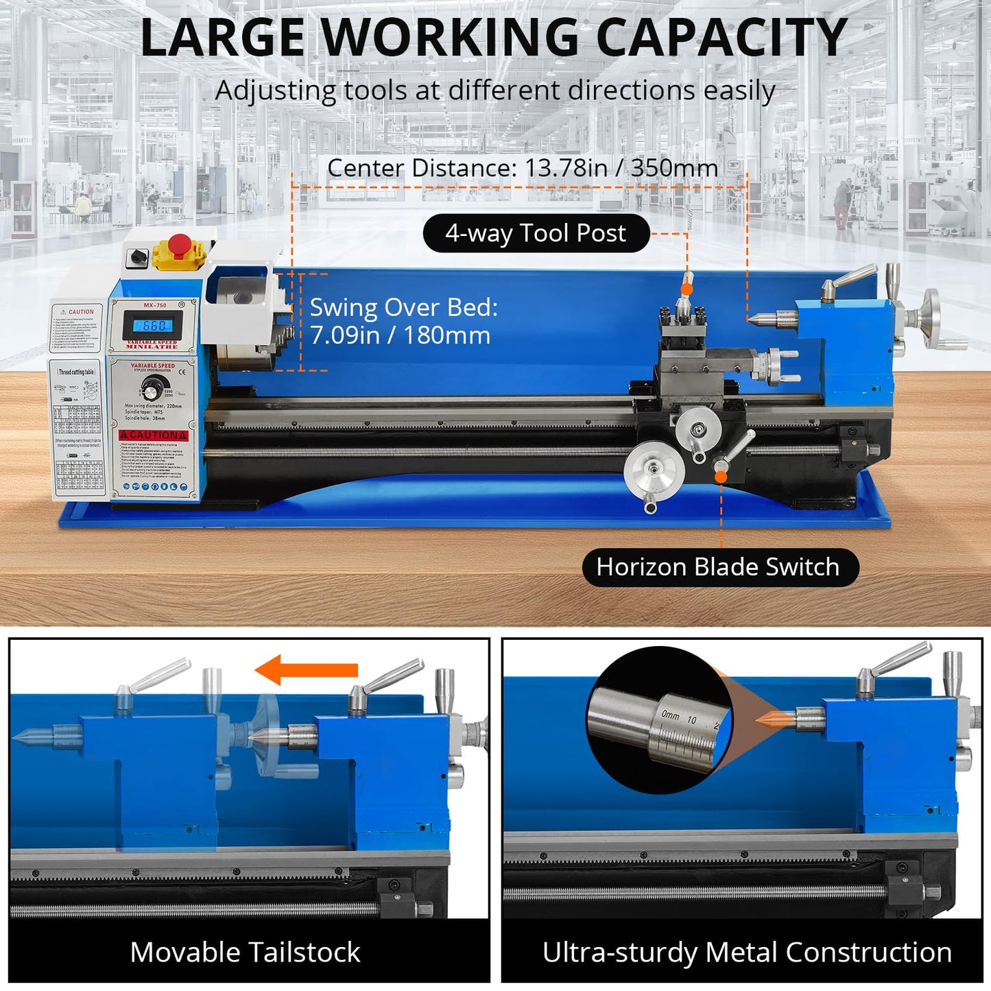 GarveeTech Metal Lathe, 9 in x 30 in Mini Metal Lathe 0-2500 RPM Variable Speed, 1100W Benchtop Lathe with 5 in 3-jaw Chuck, Precision Lathe Machine with Metal Gears and Tool Box for Metal Turning