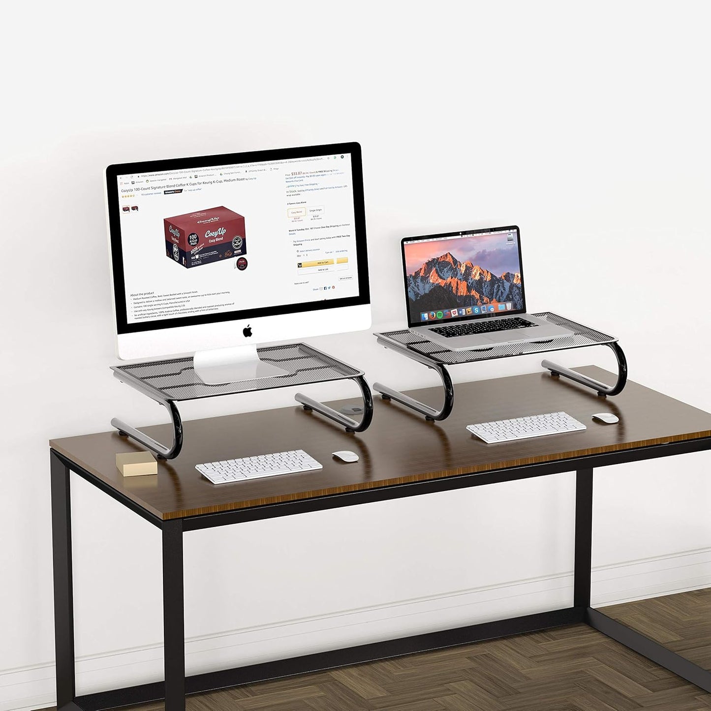 Simple Houseware 2 Pack Mesh Monitor Stand Riser, Black