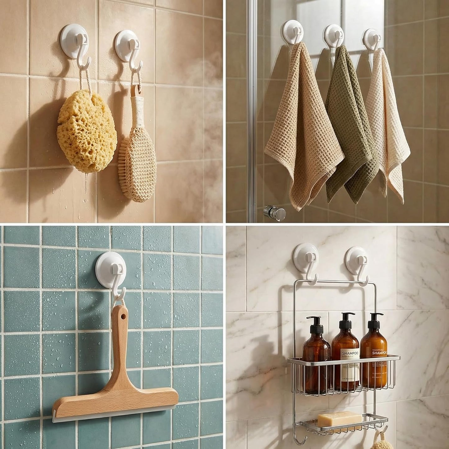 Skiennix Powerful Wreath Hangers - 4-Pack Suction Cup Hooks for Windows & Glass Doors, Antique Gold