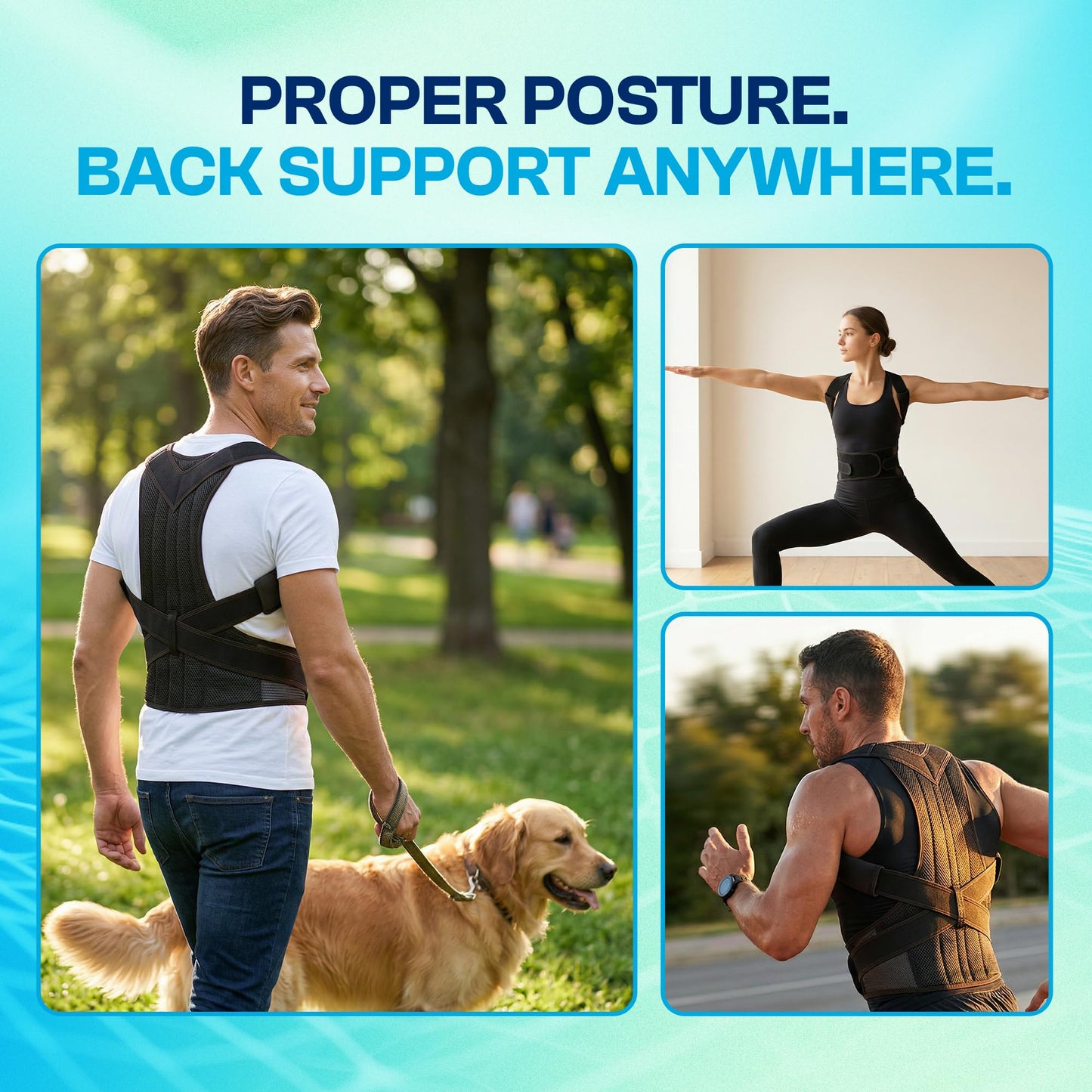 SUKHDA Adjustable Posture Corrector Back Brace for Men & Women – Upper Back & Shoulder Support Breathable Design with Removable Under-Arm Sweat Pads, Discreet Fit. (Black, X-Large)