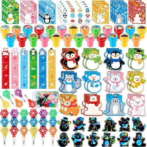 BenLouis Snowflake Holiday Party Favors - Winter Classroom Gift Prizes for Kids (12 Set)
