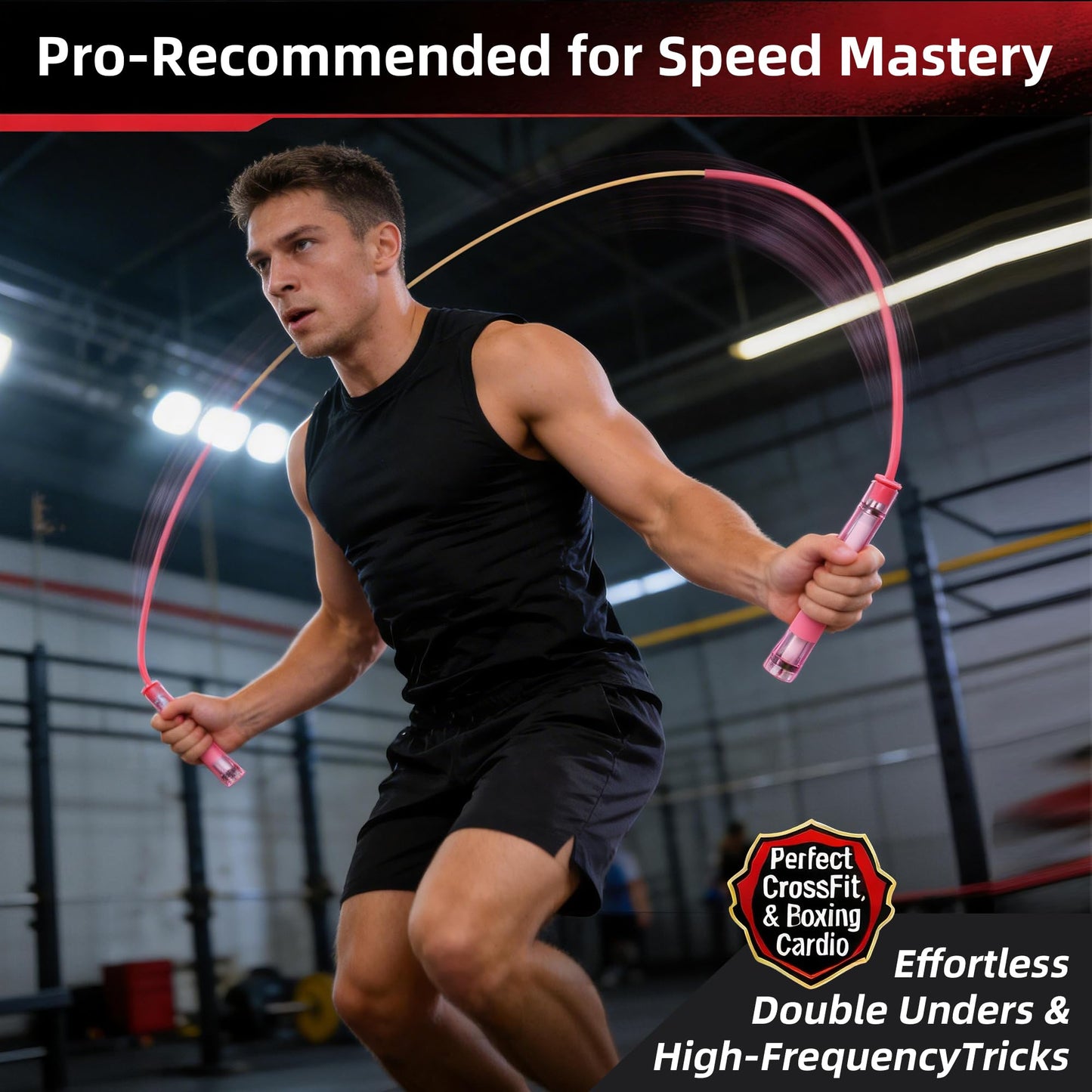YUEDONG Jump Rope with Dual Stainless Steel Bearings, Self-Locking Adjustable Length, Non-Slip Handles - Smooth & Tangle-Free Skipping Rope for Boys, Girls, Fitness & Play (1, PINK, 280MM)