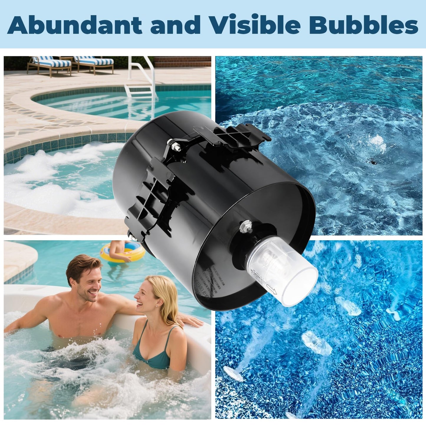 XHHEZQ 6310241 Silencer Spa Blower 1 HP 240 Volt 2.6 Amps Replacement for Air Supply, for use with 2 inch Plumbing, Quiet and Shock-Absorbing, Easy Installation, for Pool Hot Tub & Spa