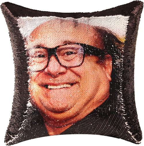 Danny Devito Sequin Throw Pillow Cover - Magic Reversible Design | 16x16 Inches Decorative Cushion