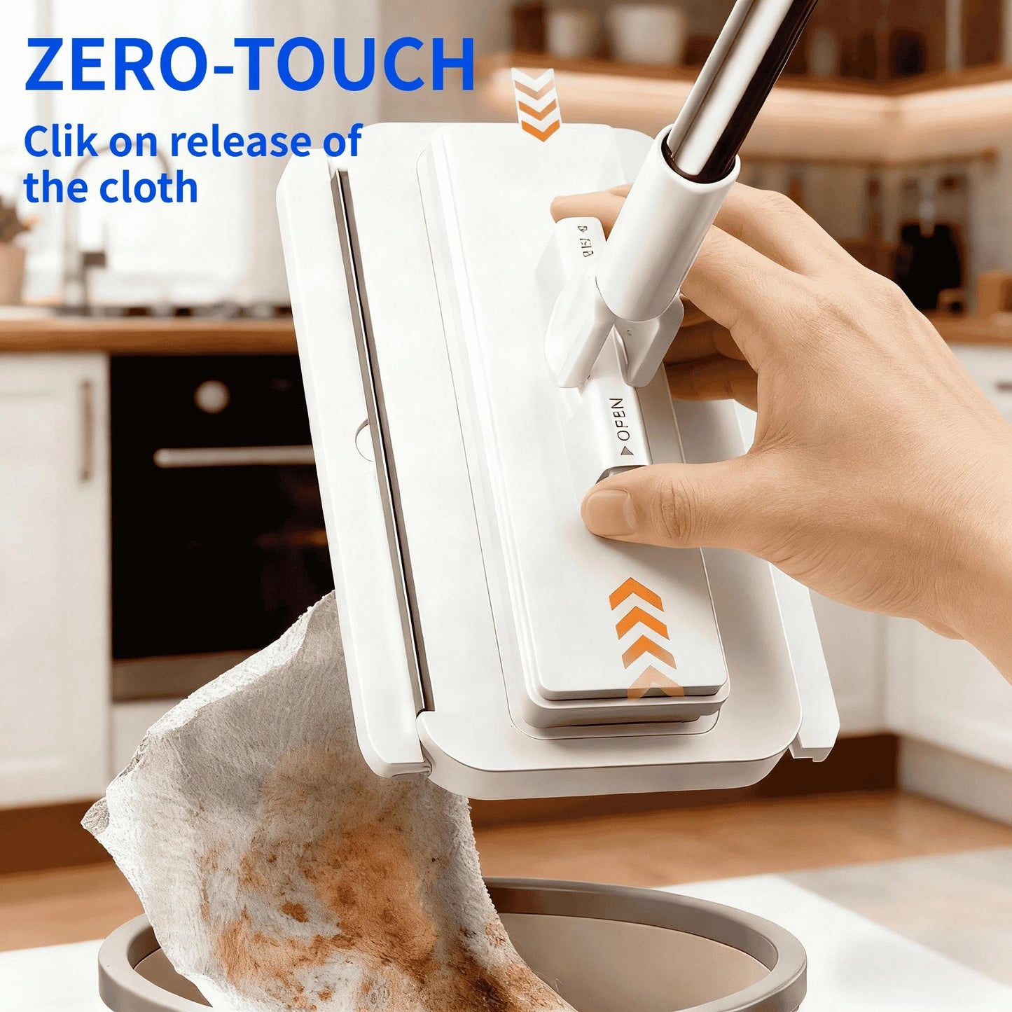 Press Grip Mini Mop, Zero-Touch Gap Dust Cleaner with 39in Lazy Mop & Hands-Free Lock Head, Disposable Dust Mop for House Wall Bathroom Toilet Corners Multi Surface Cleaning with 5 Cloths