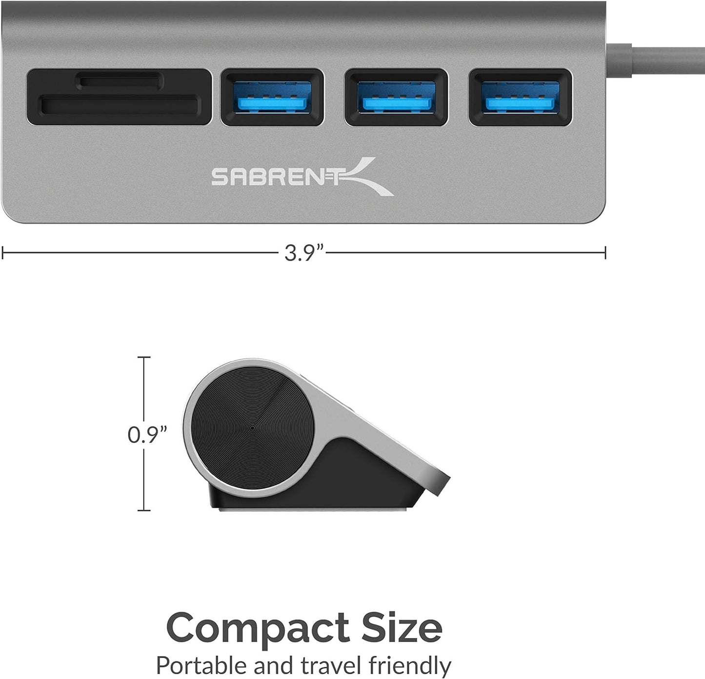 SABRENT 3.0 5-in-1 3 3.0 (HB-U3CR) USB-C Hub, USB SD Card Reader, SD & TF Dual Slot + USB Hub Portable Compatible