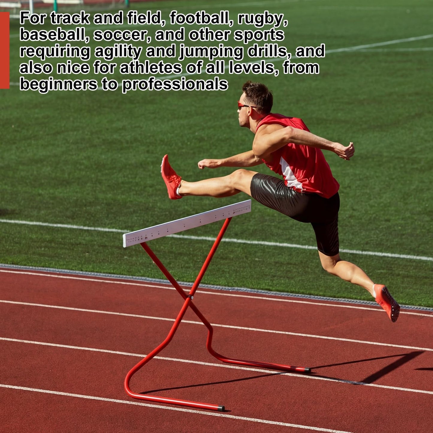 Jenaai 2 Set Adjustable Height Hurdles Training Equipment, Sports Track and Field Equipment, Portable Adjustable Hurdles, Practice Training from 6 to 42 Inch, Including Ropes to Secure