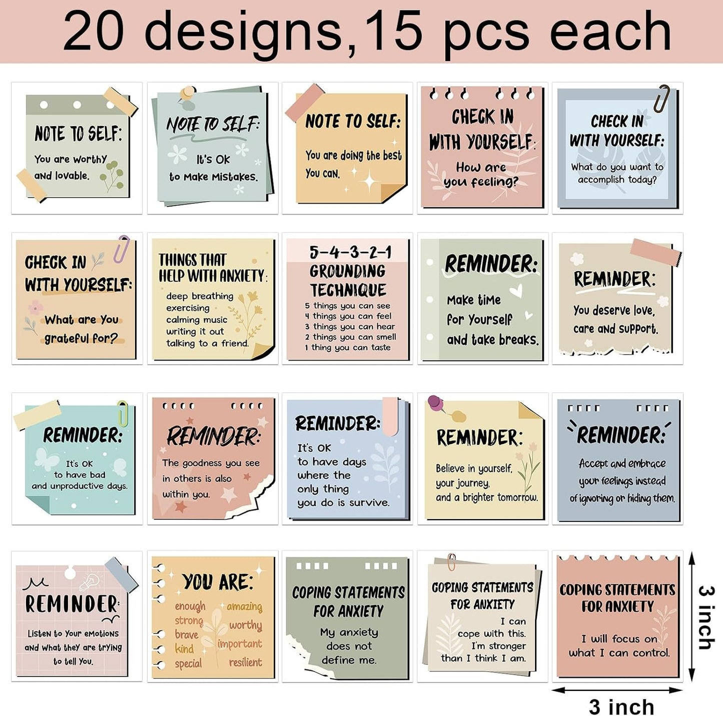 Motipuns 300 Pcs Mental Health Stickers Motivational Affirmation Stickers Mental Health Awareness Items Positive