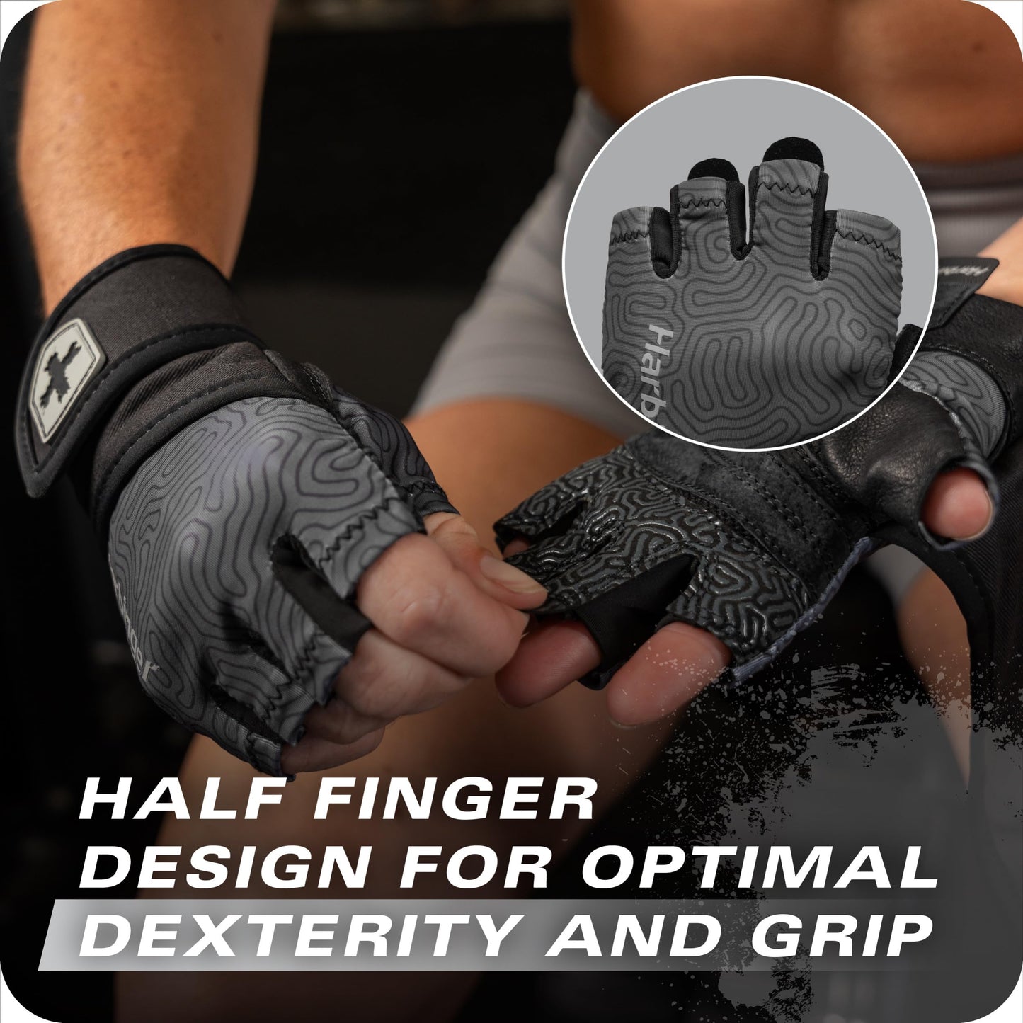 Harbinger Pro Wristwrap Gloves 3.0 - Enhanced Grip, Superior Wrist Support, Breathable 4-Way Stretch Lycra, Durable Leather Palm, Half-Finger Design for Weightlifting, Fitness Training, Large, Women's