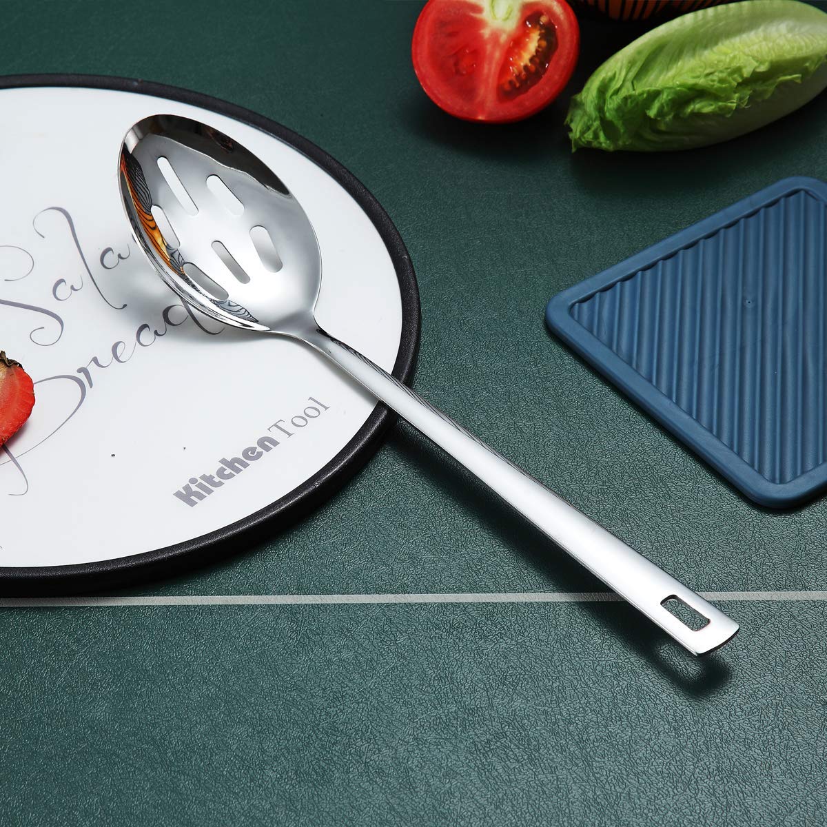Berglander Stainless Steel Slotted and Basting Spoon, Heat Resistant, Non-Stick, Dishwasher Safe, Easy to Clean