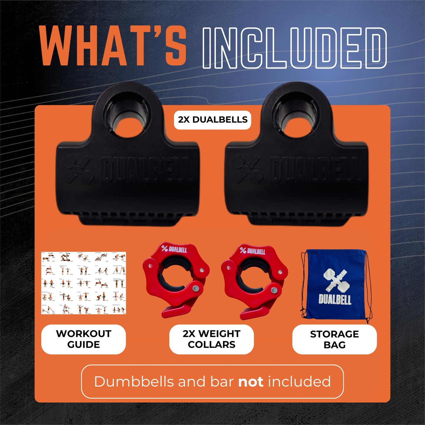 DUALBELL Dumbbell Converters- Pair Black and red weight collars for 1", 25mm bar- Connect Dumbbells to Barbells for 1" standard diameter bar, barbell adapters replace weight plates- 250lbs capacity