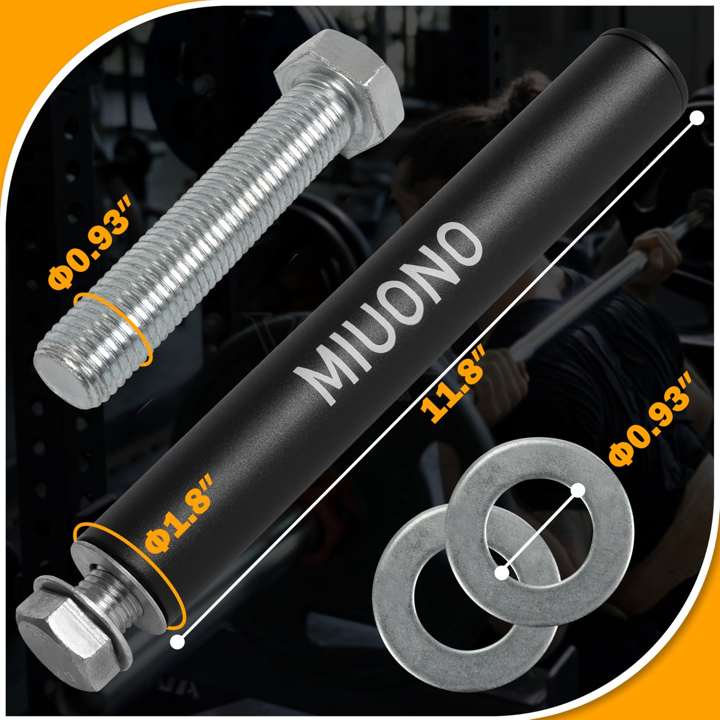 MIUONO Weight Plate Holder, Power Rack Attachments Squat Rack Weight Plate Holder Storage for 2 inch Olympic Plates, 2x2 3x3 2x3 Power Cage for 1 inch holes (4 Pack)