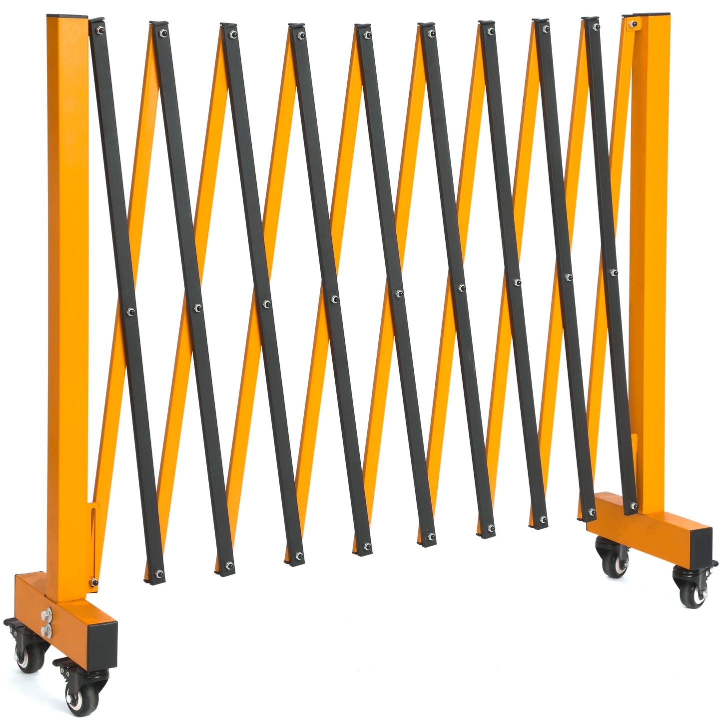 LTSEAME 11.5FT Expandable Barricade Gate, Expandable Metal Barricade Gate Alloy Fence with Wheels, Retractable Crowd Control, for Industrial or Residential Use (Yellow, 11.5FT)