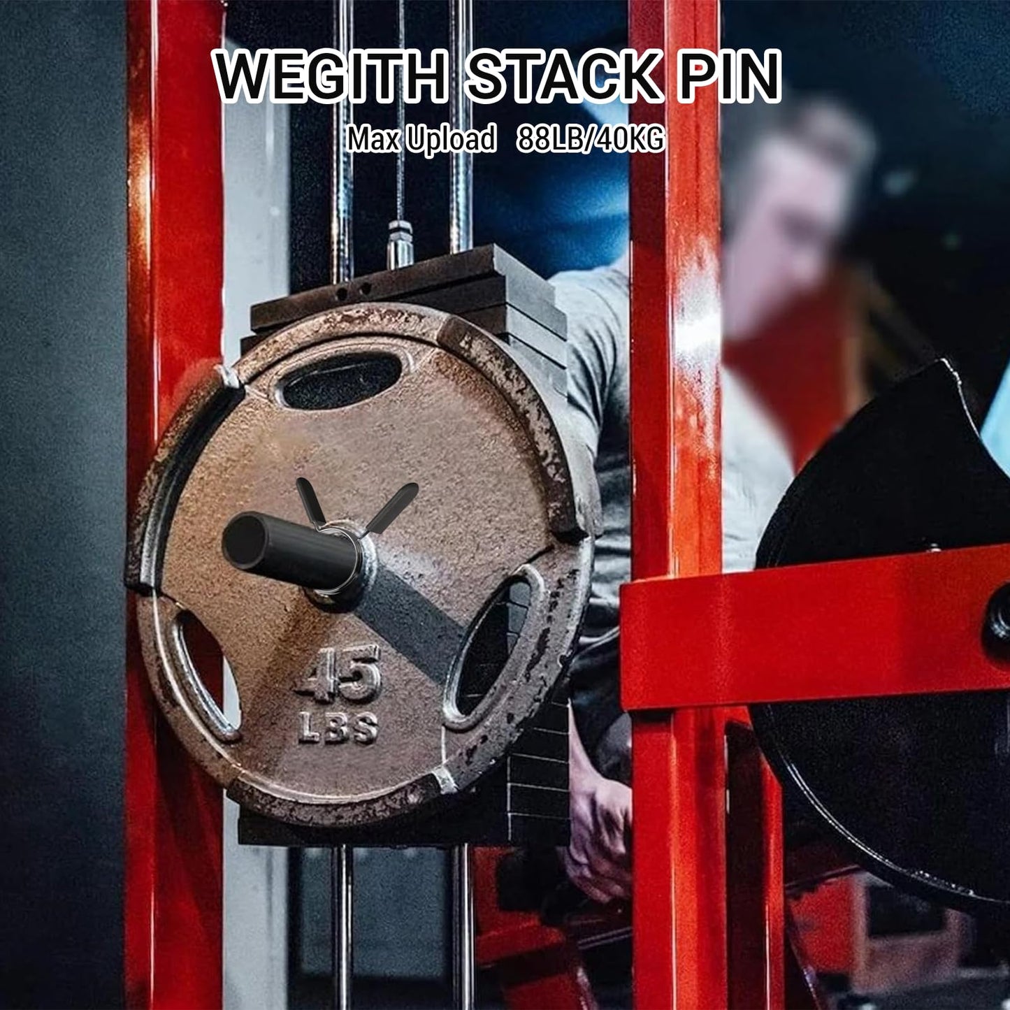 Weight Stack Pin with Spring Clip Collar – Gym Pin for Weight Stack Machine, Weight Stack Extender Pin Strength Training Equipment for Commercial Gym and Home Gym
