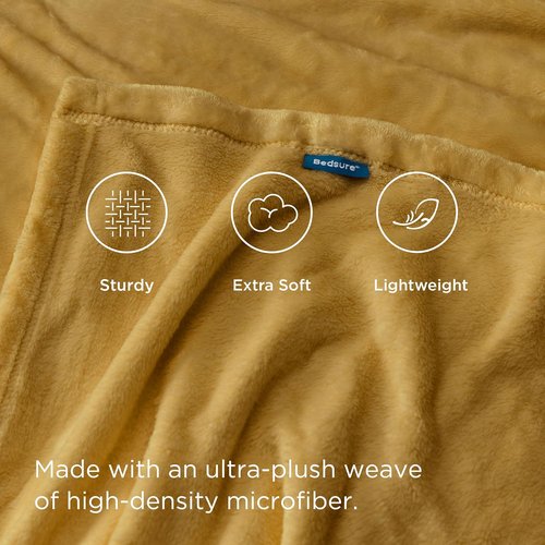 Bedsure GentleSoft Fleece Blanket - Cozy Small Throw for Kids | 43x55 Inches, Gold