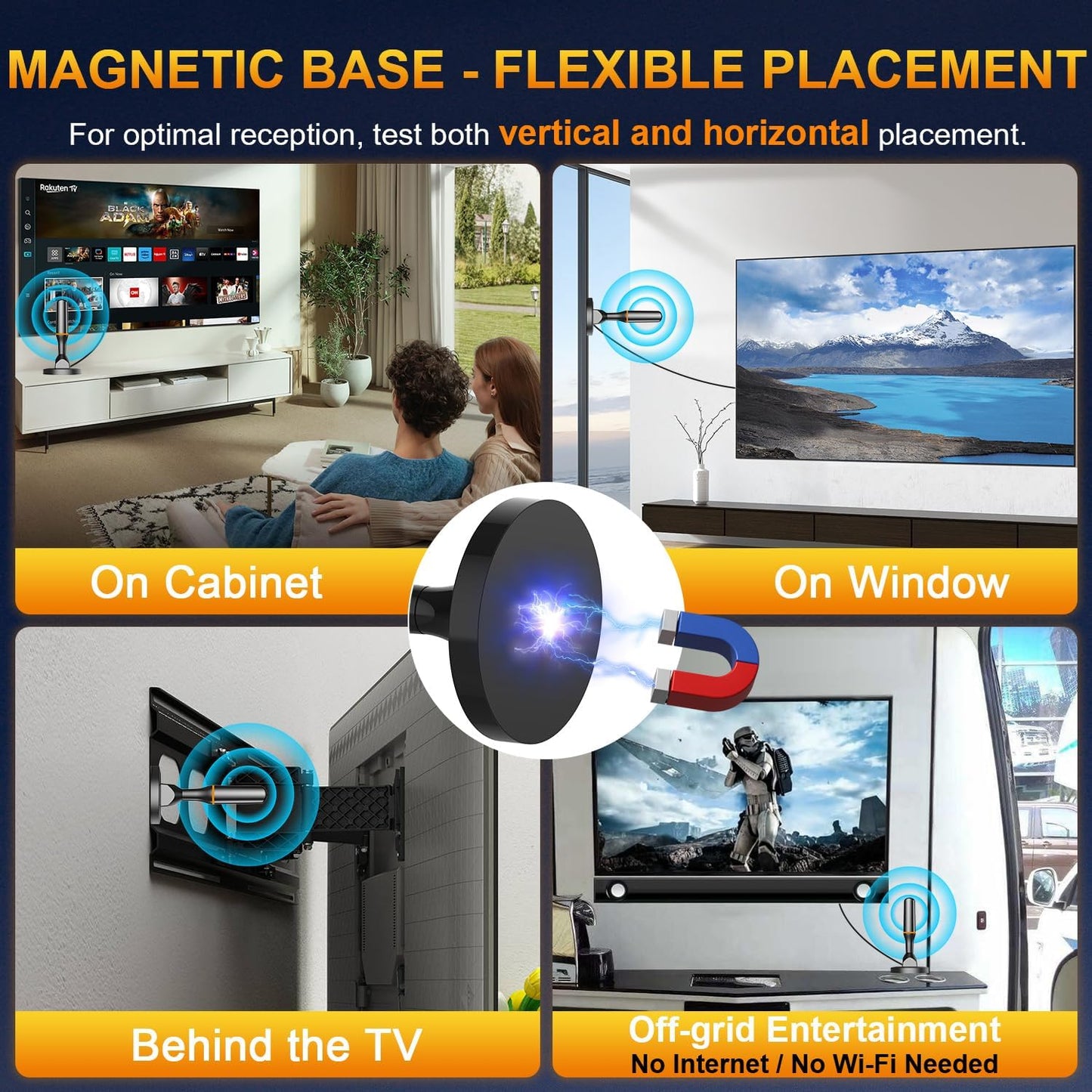 DTB TECH 4K 360 8.2ft Indoor Tv Antenna for Local Channels, HD Digital Antenna for Smart TV Indoor, No Cable Needed
