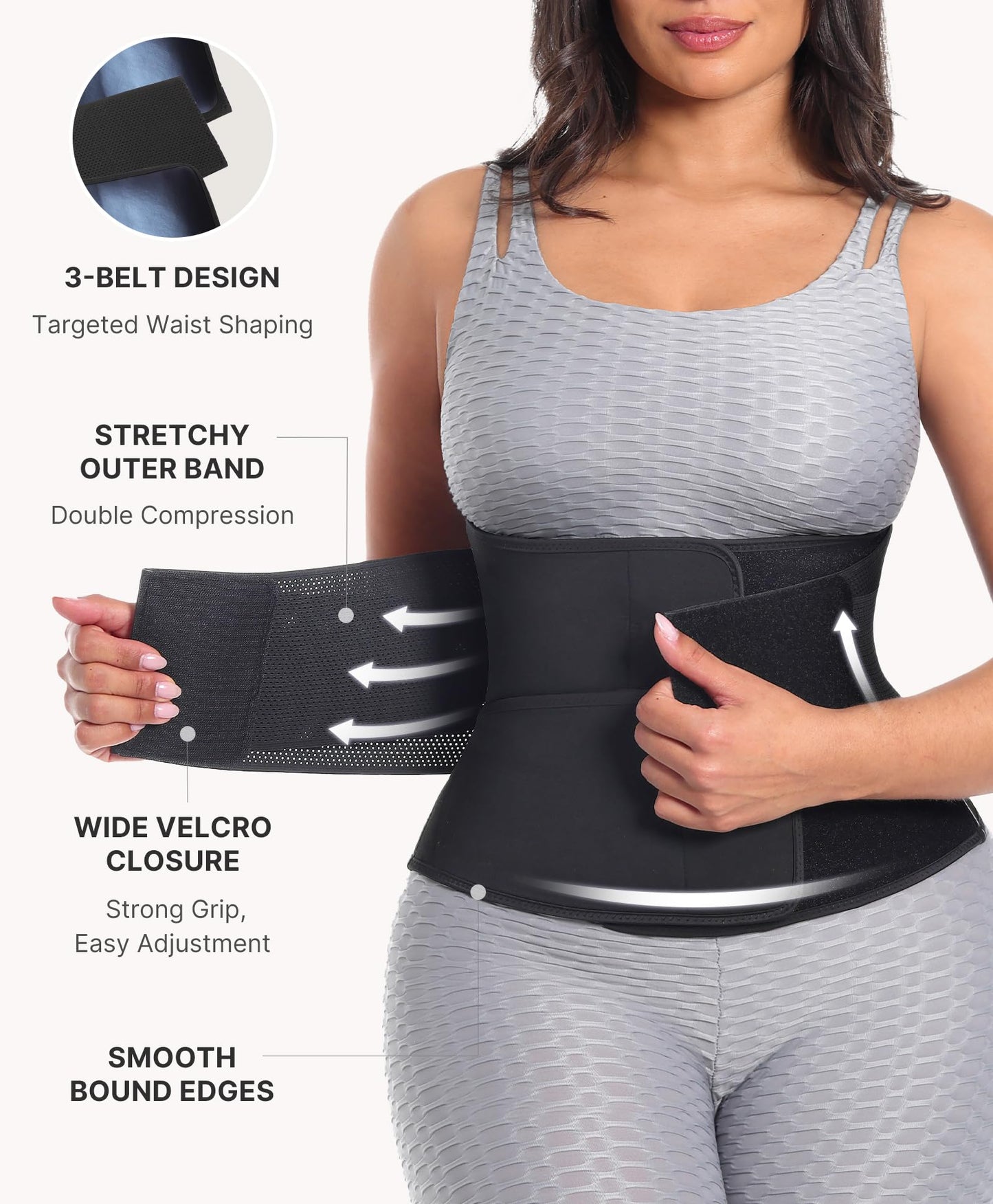 SHAPELLX Sauna Waist Trainer Women Sweat Band Belt for Women Lower Belly Fat Working Out Waist Trimmer Sauna Suit BlackL